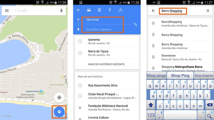Encontre o local de origem e destino no Google Maps pelo Android (Foto: Reprodução/Barbara Mannara)