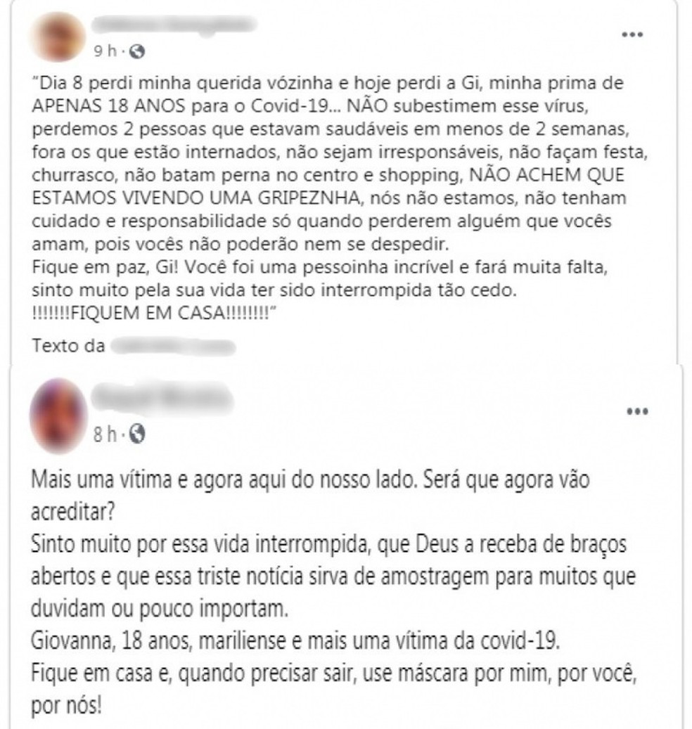 Morte de jovem de 18 anos por Covid-19 em Marília gera repercussão nas redes sociais — Foto: Facebook/Reprodução