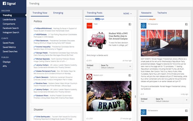 Signal, novo serviço de Facebook e Instagram para acompanhar tendências de publicações nas redes sociais. (Foto: Divulgação/Facebook)