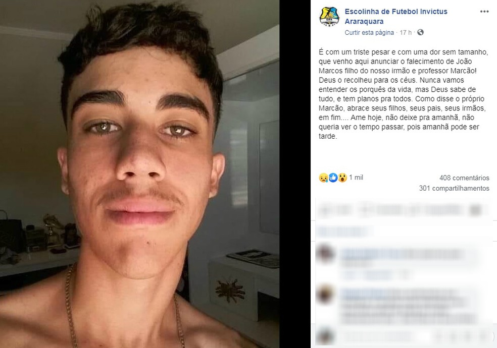 Velório e sepultamento de João Marcos serão no sábado (6) em Araraquara — Foto: Reprodução/Facebook