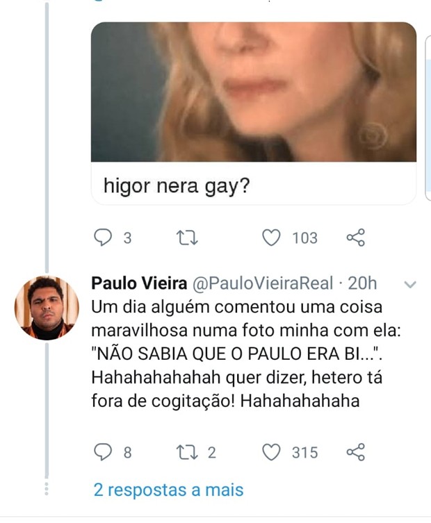 Paulo Vieira brinca sobre rumores de homossexualidade (Foto: Reprodução/Twitter)