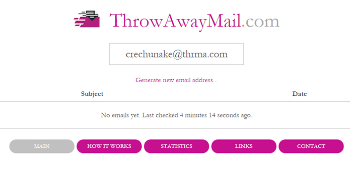 Throw Away Mail tem interface limpa e simples (Foto: Reprodução/Paulo Alves)