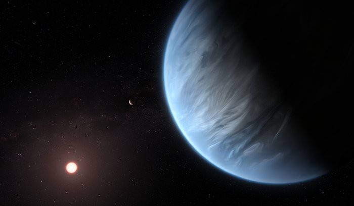 O planeta K2-18b (Foto: Divulgação/ NASA/ESA)