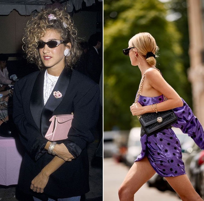 Scrunchies nos anos 80 vs. hoje (Foto: Pinterest)