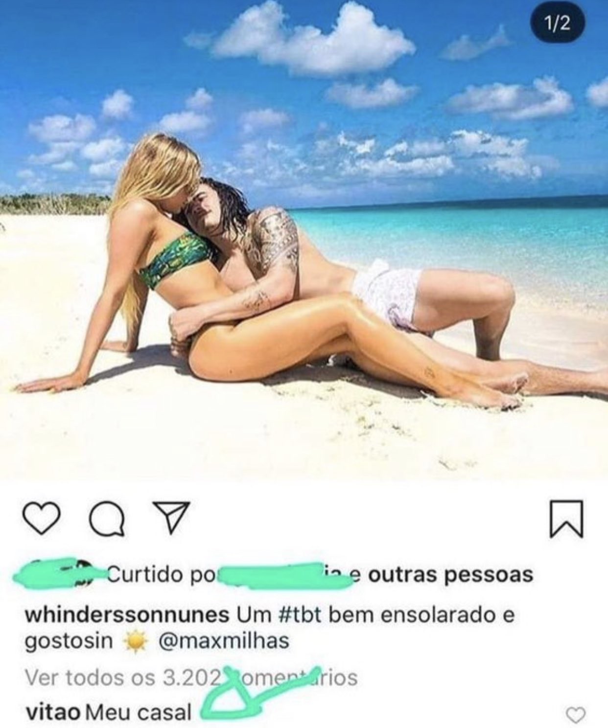 Internautas resgatam comentário de Vitão em foto de Whindersson Nunes e Luísa Sonza (Foto: Reprodução/Twitter)