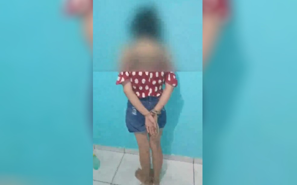 Mulher é amarrada e agredida pelo namorado em Rio Verde, Goiás — Foto: Reprodução/Polícia Civil
