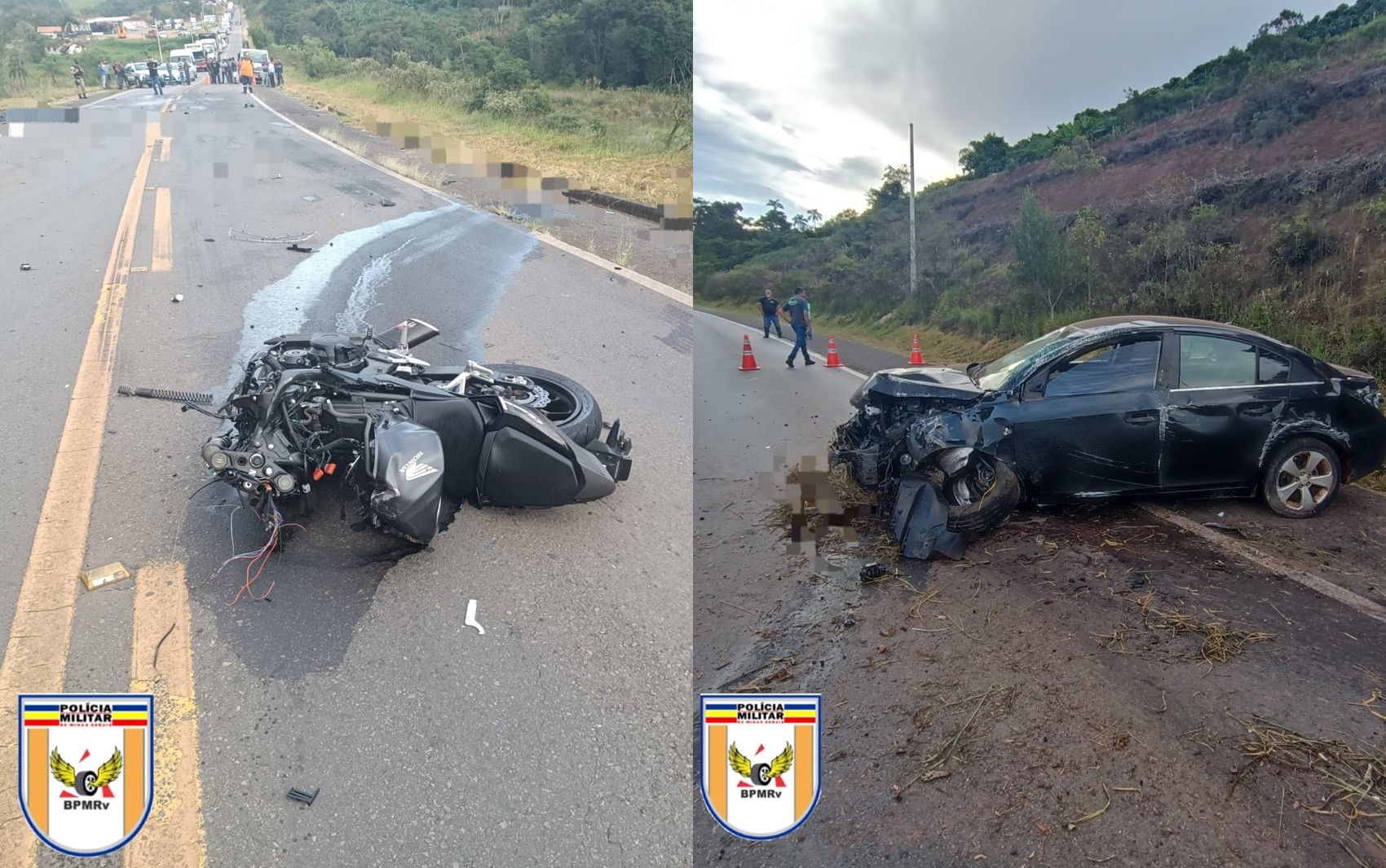 Motociclista morre após bater de frente com carro em ultrapassagem na MG-267, em Campestre, MG
