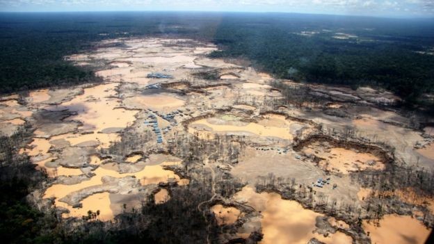 Retrato do desmatamento da Amazônia em Madre de Dios, no Peru (Foto: WFU/ACERS via BBC News Brasil)