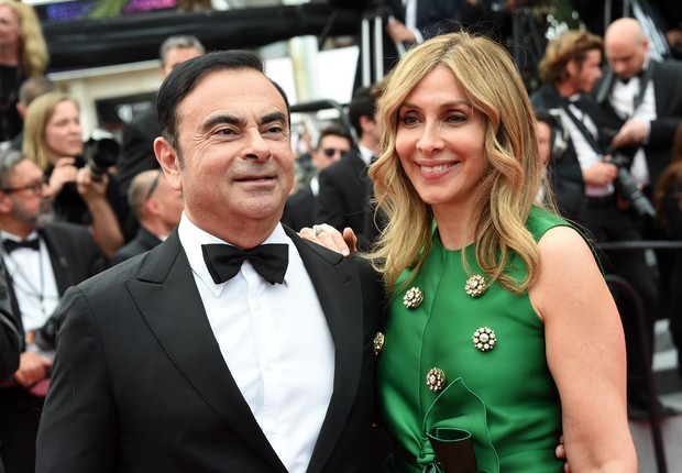 Carlos Ghosn e Carole Ghosn no Festival de Cannes, em 2017 (Foto: Getty Images)