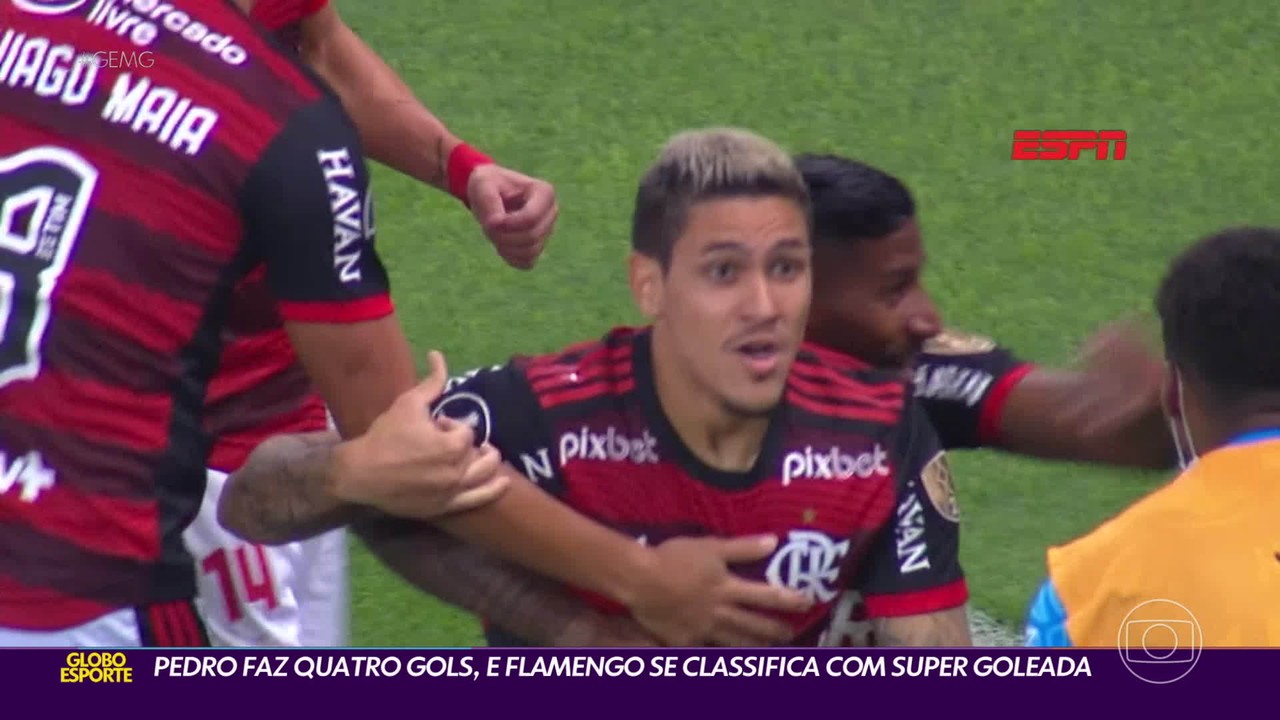 Pedro faz quatro gols, Flamengo se classifica com super goleada sobre o Cerro