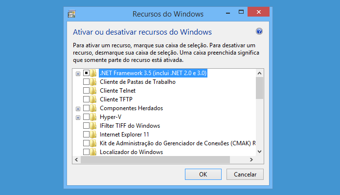 Instalando o .NET Framework no Windows 8 (Foto: Reprodução/Helito Bijora) 