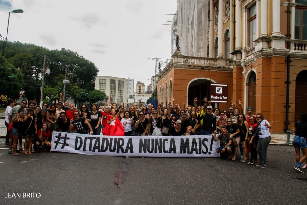 Ato em Belém relembra data em que golpe de estado intaurou a ditadura militar no Brasil. — Foto: Jean Brito / Arquivo Pessoal