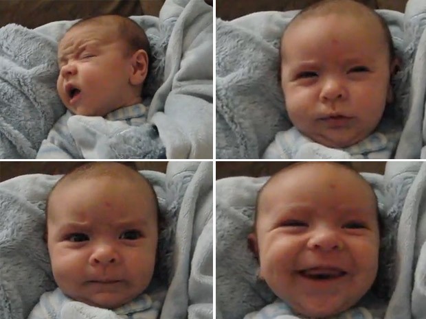 No mês passado, um vídeo registrando o despertar de um bebê fez sucesso na web. Em pouco mais de um minuto, o simpático Oliver mostra diversos expressões e sensações. (Foto: Reprodução)