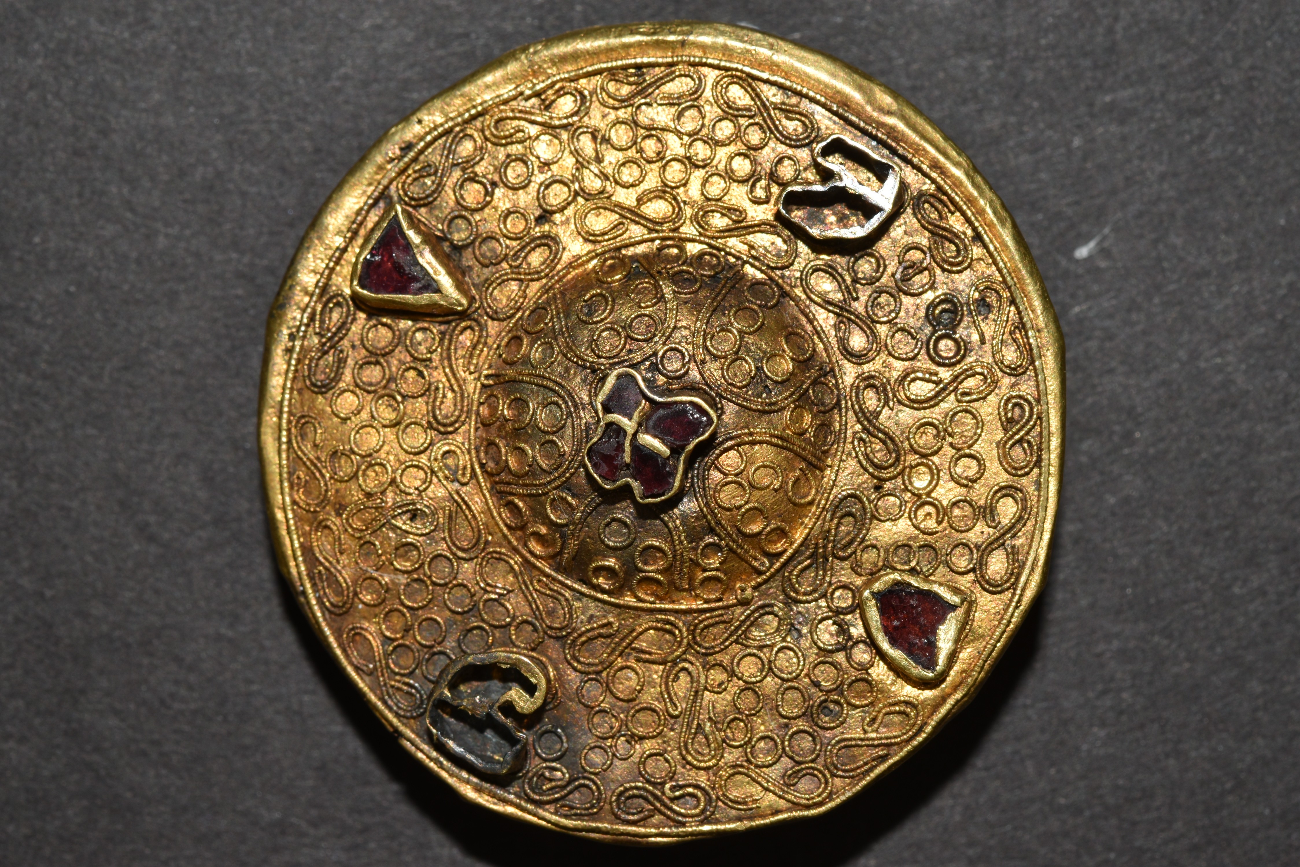 Broche de disco dourado encontrado durante as escavações na Alemanha  (Foto: Baden-Wuerttemberg State Office for Monument Preservation)