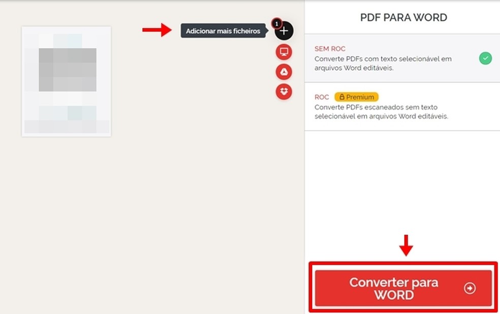 I Love PDF em Word:: usuário deve usar o botão “Converter para WORD” para concluir — Foto: Reprodução/Gabriela Andrade