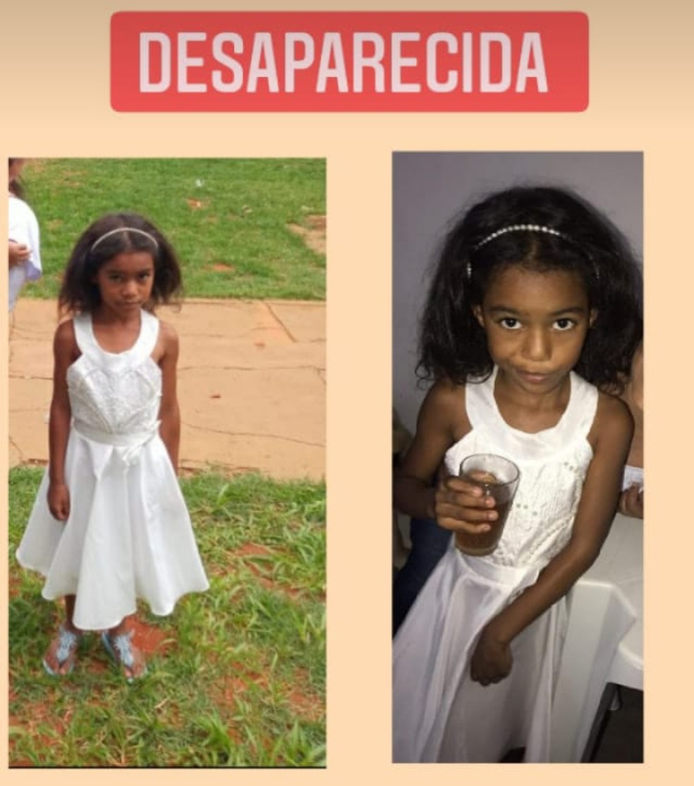 Familiares divulgaram fotos da menina quando ela desapareceu, na ultima quinta-feira (13) — Foto: Redes Sociais