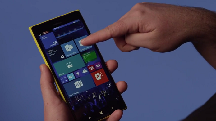 Windows 10 para smartphones traz tela inicial com plano de fundo (Foto: Reprodu??o/Microsoft)