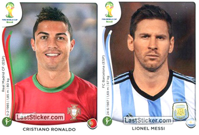Figurinhas Messi e Cristiano Ronaldo Copa do Mundo