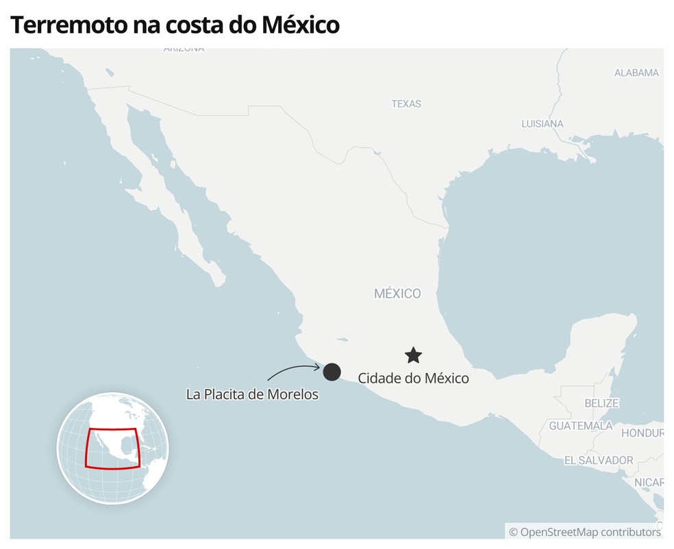 Mapa mostra a localiza&ccedil;&atilde;o de La Placita de Morelos, no M&eacute;xico &mdash; Foto:  g1