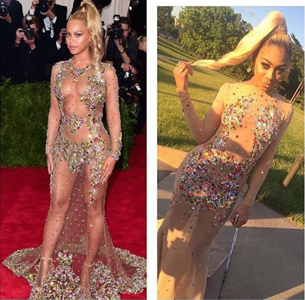 A jovem India Ross e seu vestido inspirado no look de Beyoncé (Foto: Instagram)