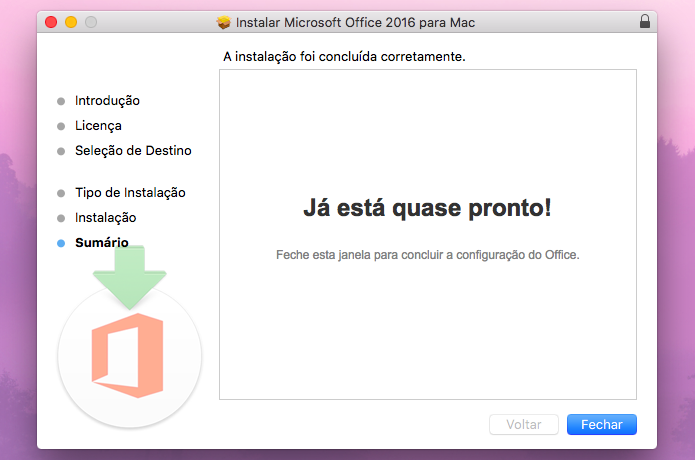 Finalizando instalação do Office 2016 para Mac (Foto: Reprodução/Helito Bijora)