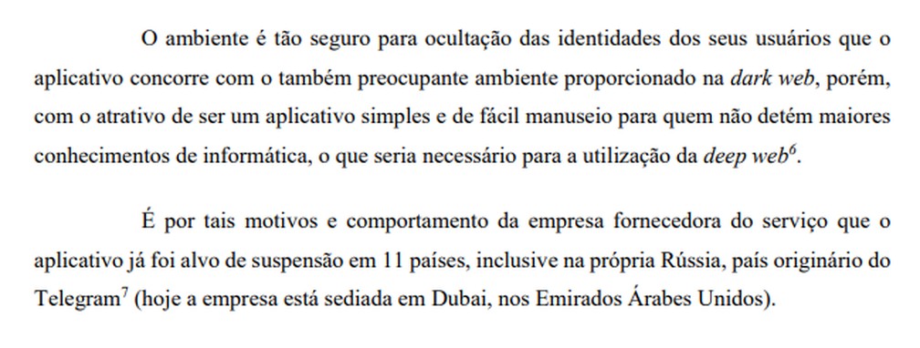 Em pedido, PF diz que Telegram é 'ambiente seguro para ocultação de identidade de seus usuários' — Foto: Reprodução