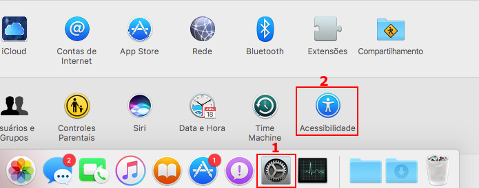 Acessando as configurações de Acessibilidade do macOS (Foto: Reprodução/Edivaldo Brito)