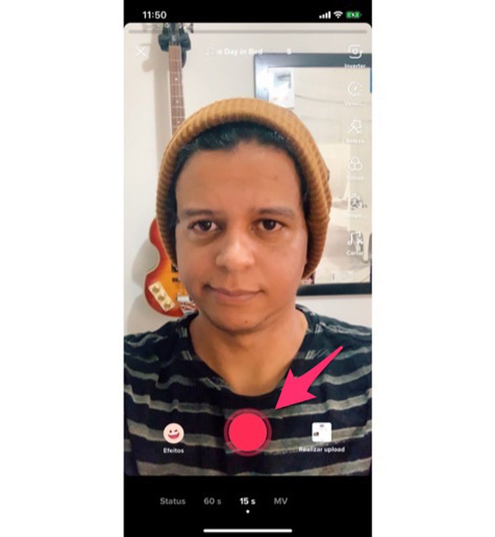 Ação para fazer dublagem no TikTok — Foto: Reprodução/Marvin Costa