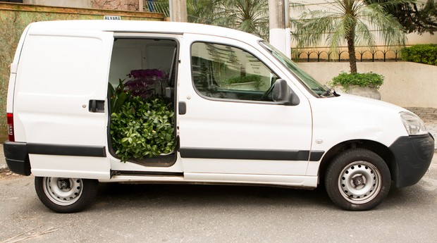 Seguro, espaçoso e com ar condicionado, o Partner transporta as plantas e os arranjos do Beco das Flores para todos os lugares  (Foto: Marcus Steinmeyer)