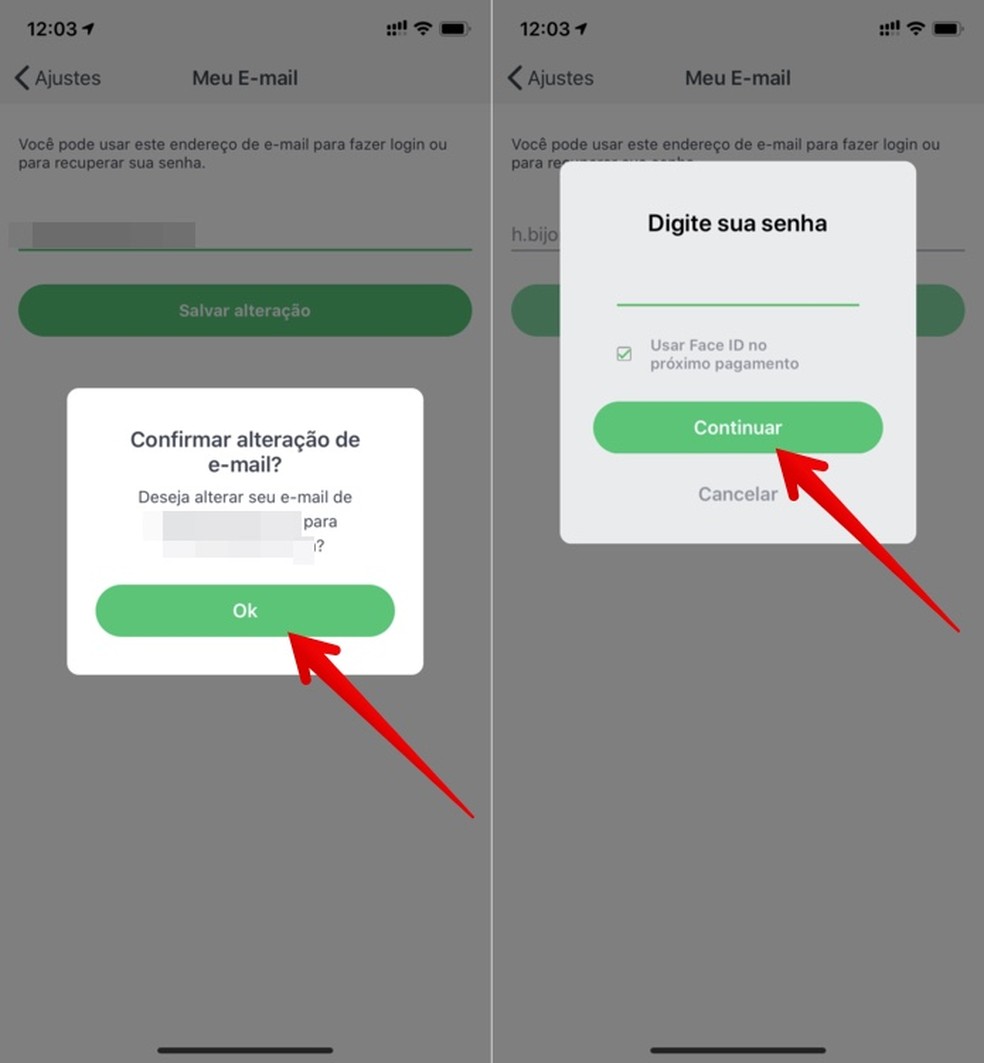 Como mudar endereço de e-mail no PicPay — Foto: Reprodução/Helito Beggiora