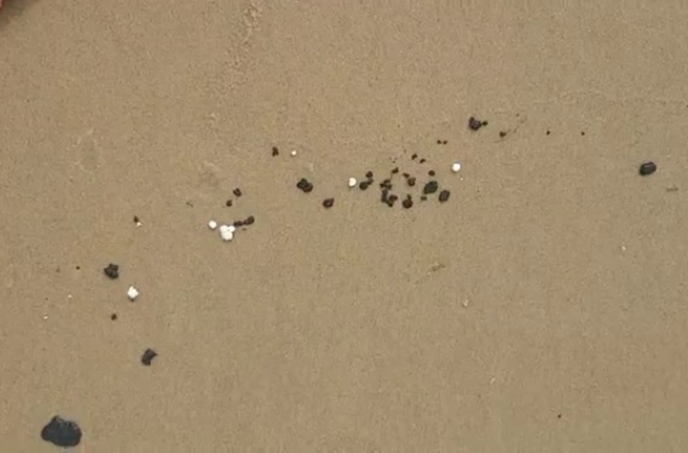 Praia de Canoa Quebrada é atingida por manchas de óleo — Foto: Arquivo pessoal