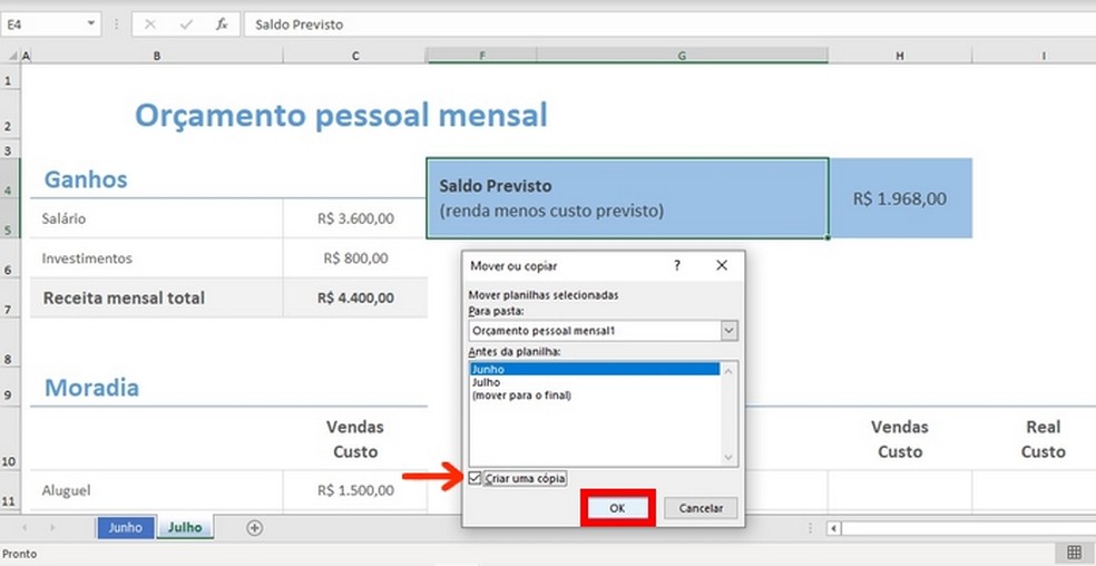 Aprenda a utilizar o Excel e fazer cópia de planilha financeira — Foto: Reprodução/Raquel Freire