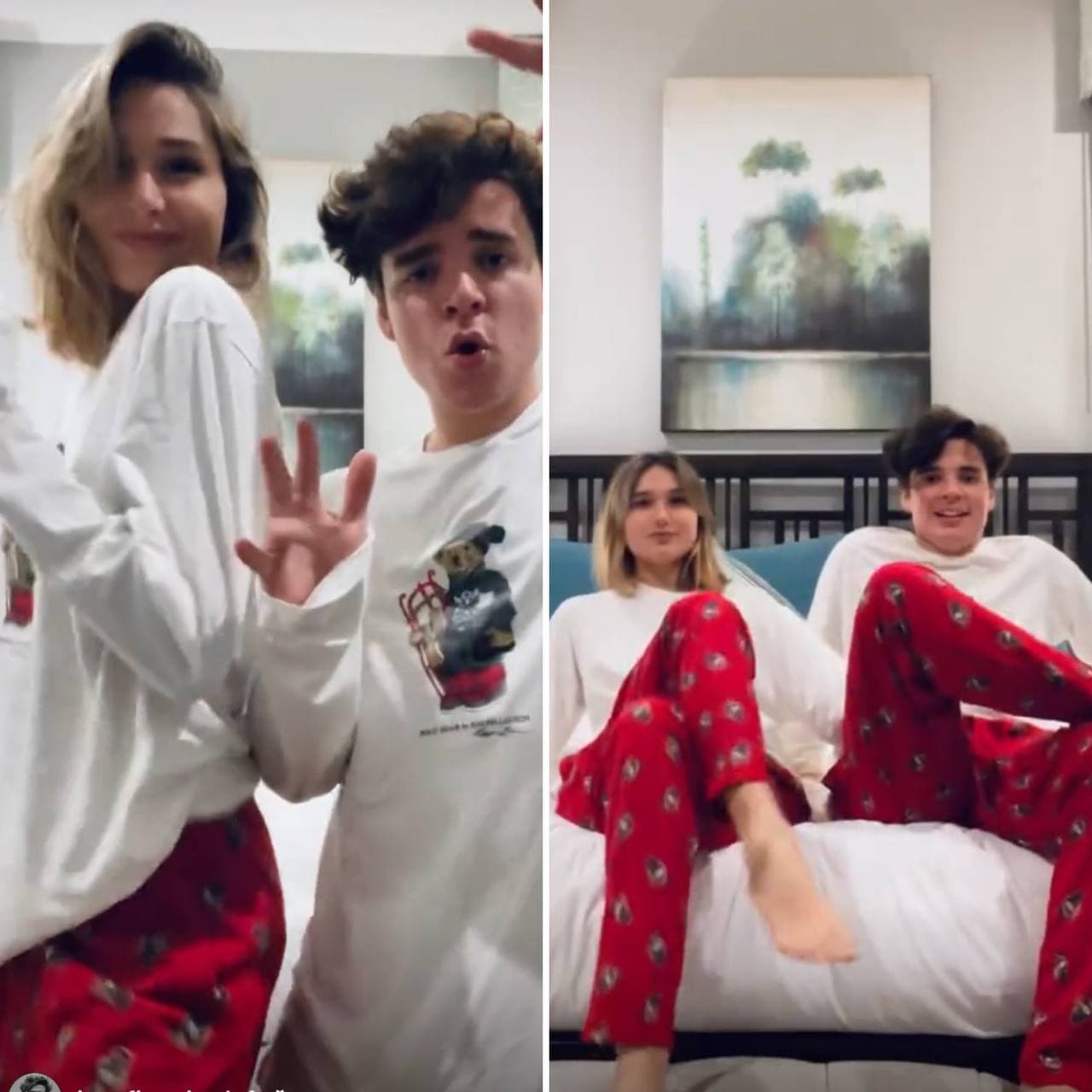 Sasha Meneghel e João Figueiredo posam com o mesmo look natalino em vídeo (Foto: Reprodução / Instagram)