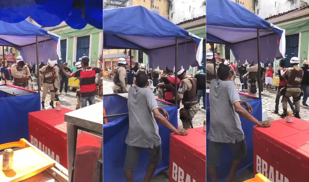 Ambulante é detido após ameaçar agente da prefeitura de Salvador com faca, durante festejos para Santa Bárbara — Foto: Reprodução/Redes Sociais