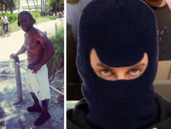 O ator Kevin Hart e a foto do ladrão que invadiu sua casa (Foto: Instagram)