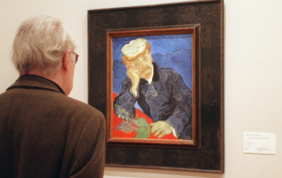 'Retrato do Dr. Paul Gachet', feito por Vincent van Gogh em 1890, foi vendido por $82,500,000 em leilÃ£o de Nova York â Foto: Manoocher Deghati/AFP