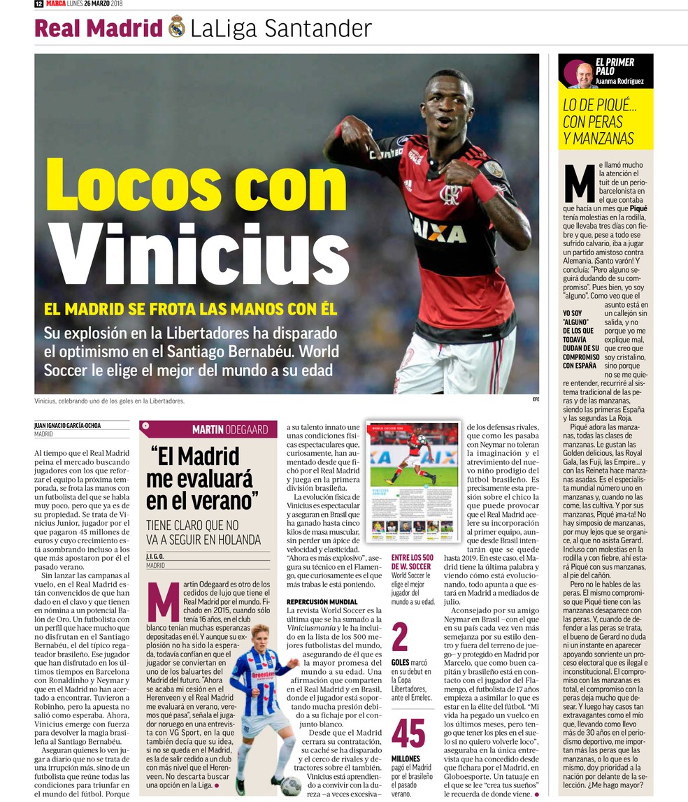 Vinicius Junior Marca Flamengo (Foto: Reprodu��o/Marca)