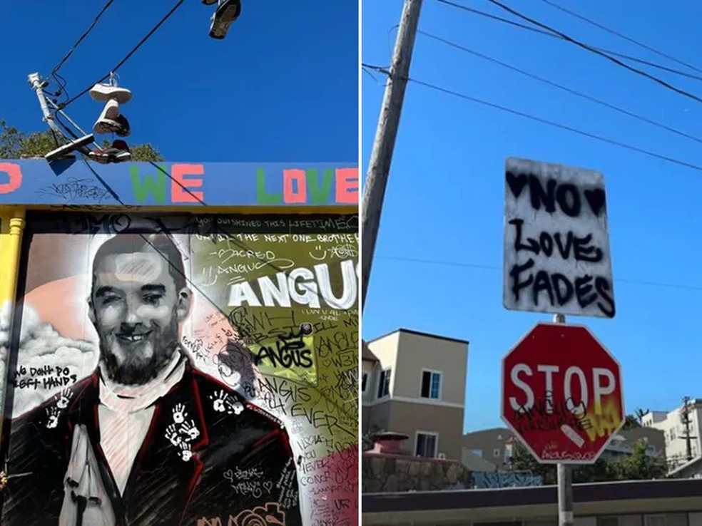 Zendaya visita mural em homenagem a Angus Cloud — Foto: Reprodução: Instagram