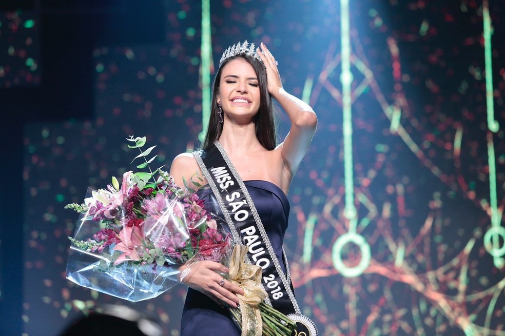 Paula Palhares, Miss Sumaré, é eleita Miss São Paulo 2018 (Foto: Rodrigo Trevisan/Divulgação/Band)