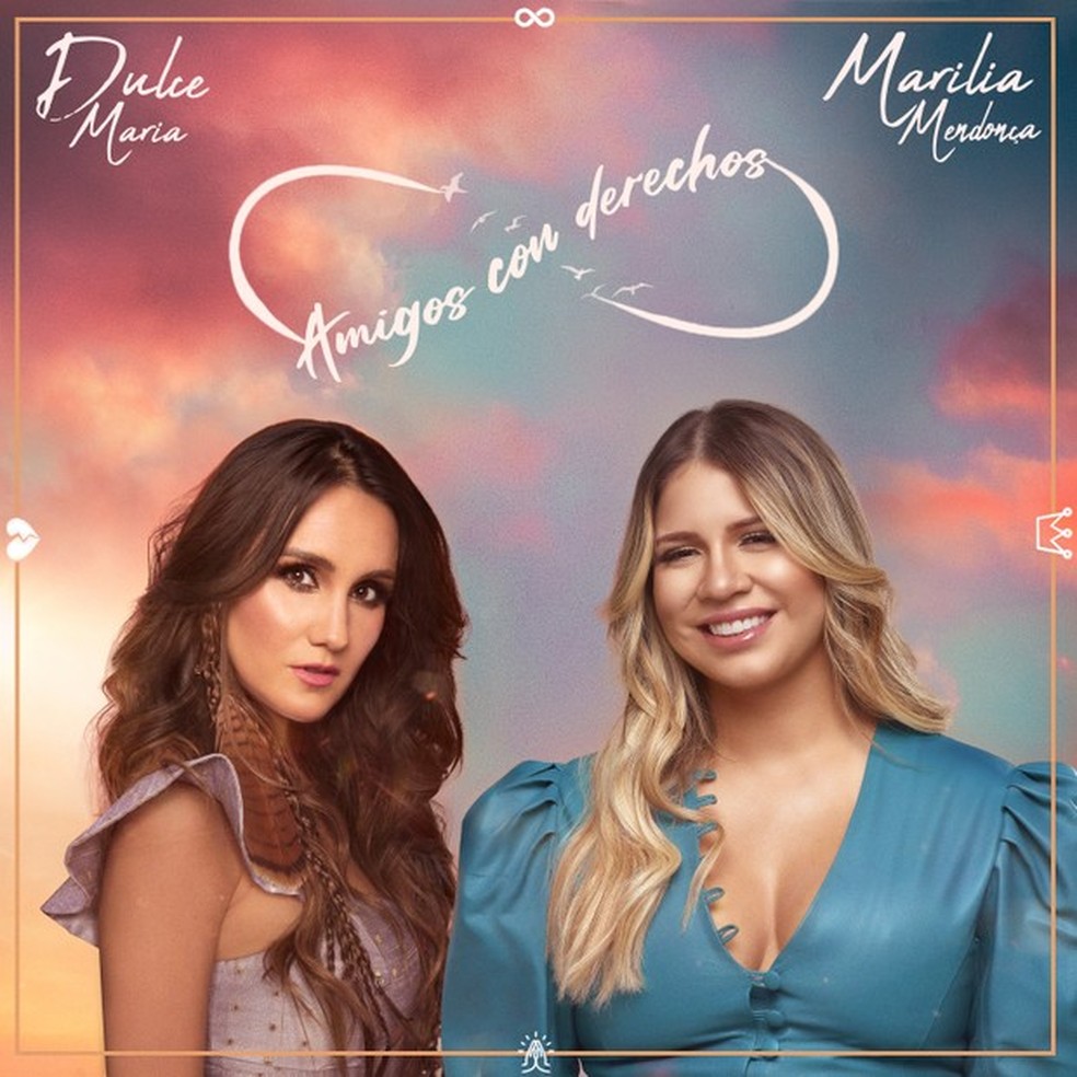 Capa do single 'Amigos con derechos', de Dulce María com Marília Mendonça — Foto: Divulgação