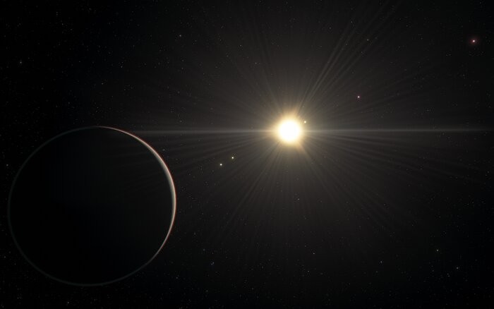 Representação artística de um dos planetas do sistema TOI-17 (Foto: ESO/L. Calçada/spaceengine.org)