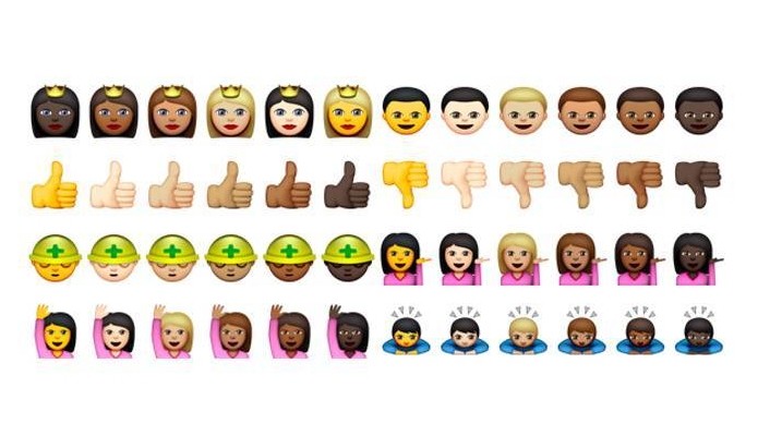 Apple incluiu diferentes tons de pele em emojis ap?s peti??o (Foto: Reprodu??o/Apple)