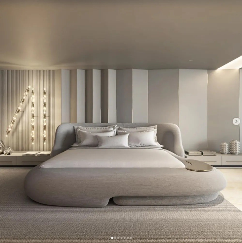 A nova mansão de Léo Santana e Lore Improta: o quarto do casal — Foto: Reprodução/Instagram