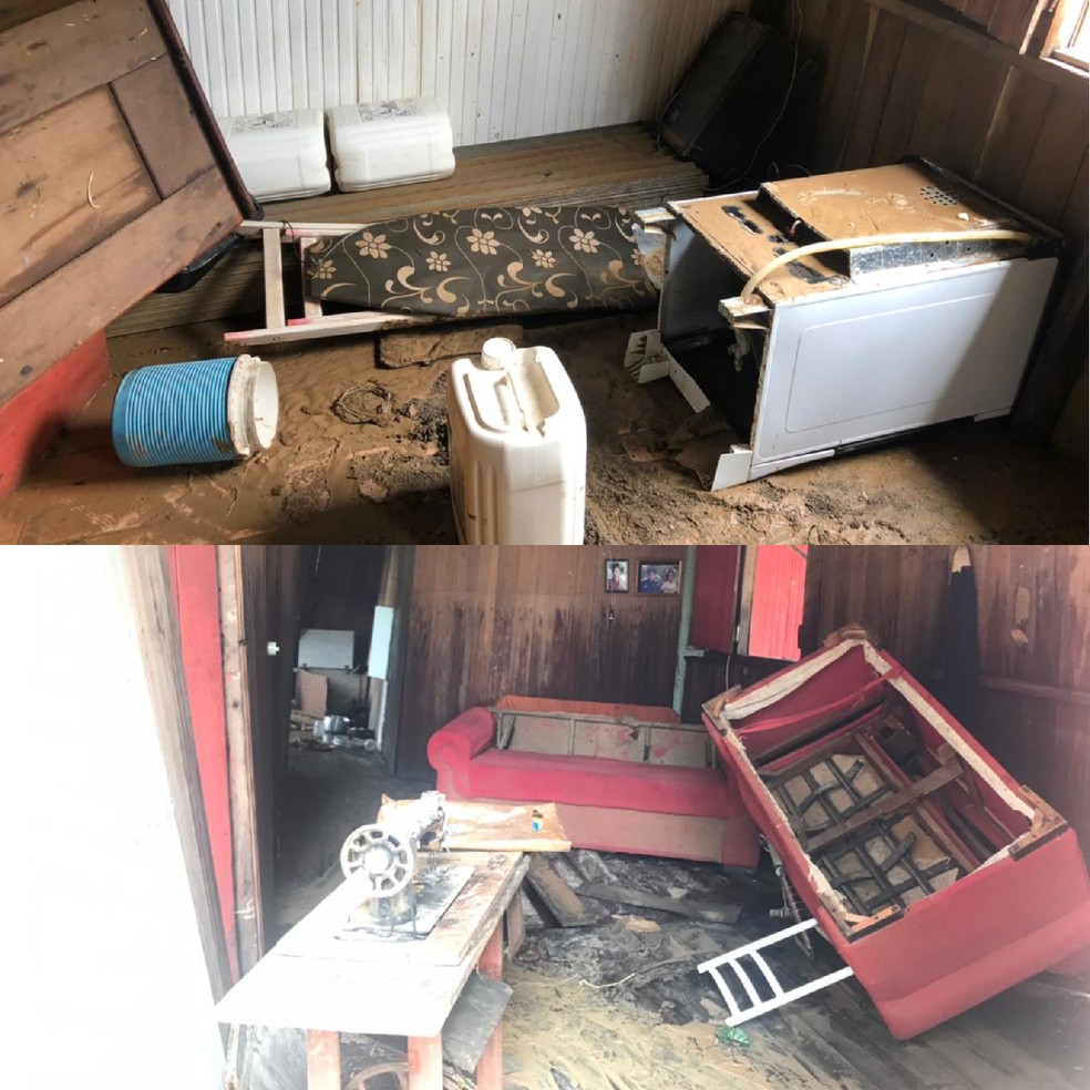 Casal perdeu todos os móveis, roupas, eletrodomésticos e alimentos durante enchente do Igarapé São Francisco — Foto: Asscom/Corpo de Bombeiros do Acre