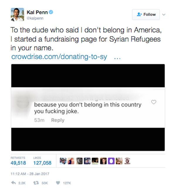 Kal Penn anuncia a criação do fundo para ajudar imigrantes (Foto: Twitter)