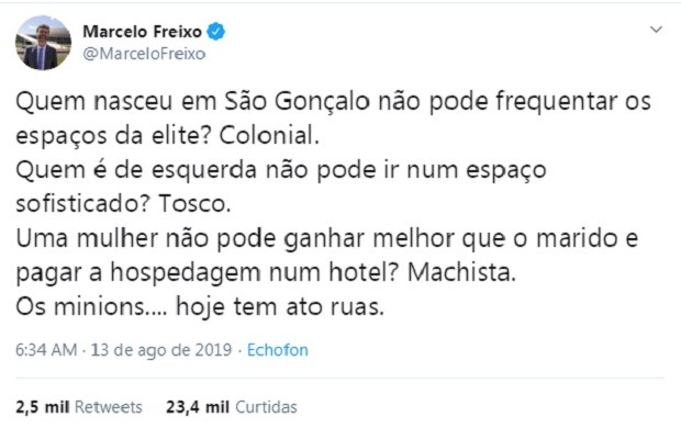 Twitter de Marcelo Freixo (Foto: Reprodução)