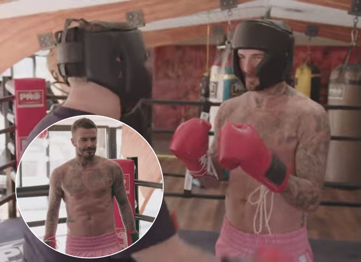 David Beckham luta boxe com James Corden para o Late Night (Foto: Reprodução / Youtube )