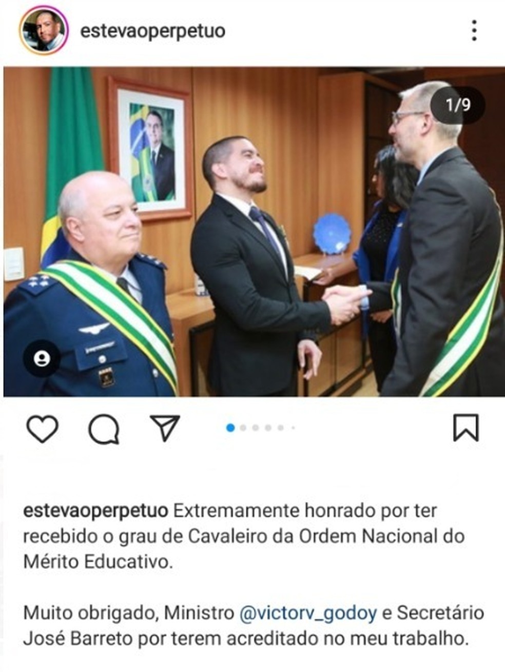Postagem de Estevão Perpétuo em rede social — Foto: Reprodução