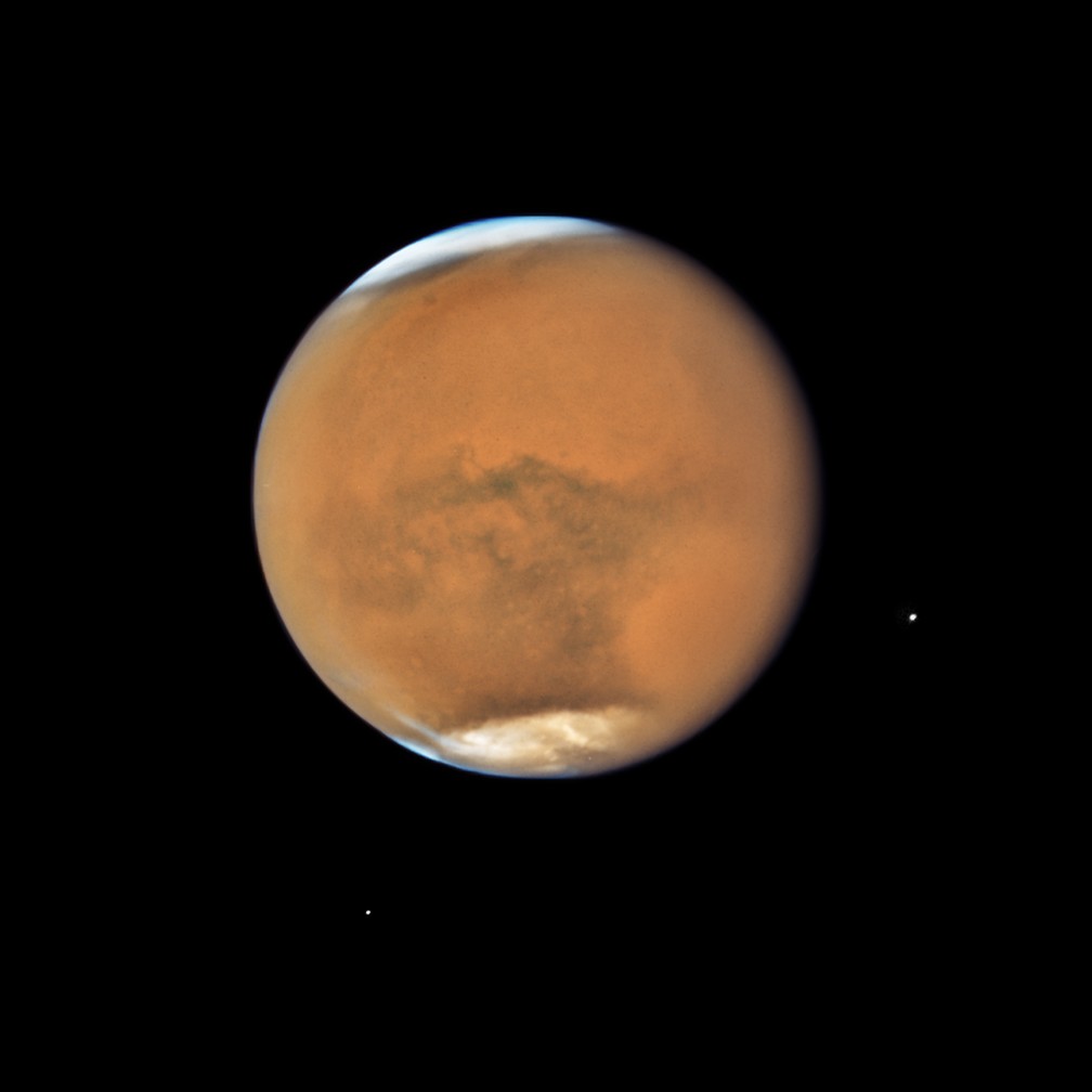 Marte em imagem feita pelo telescópio espacial Hubble em 18 de julho de 2018 (Foto:  NASA, ESA, and STScI)