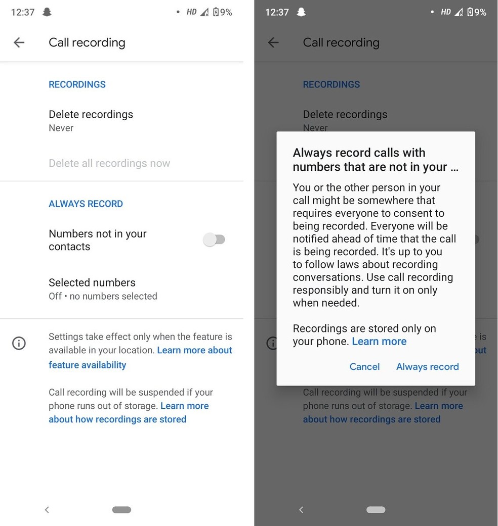 App Telefone do Google permite gravar automaticamente chamadas de números desconhecidos — Foto: Reprodução/XDA Developers
